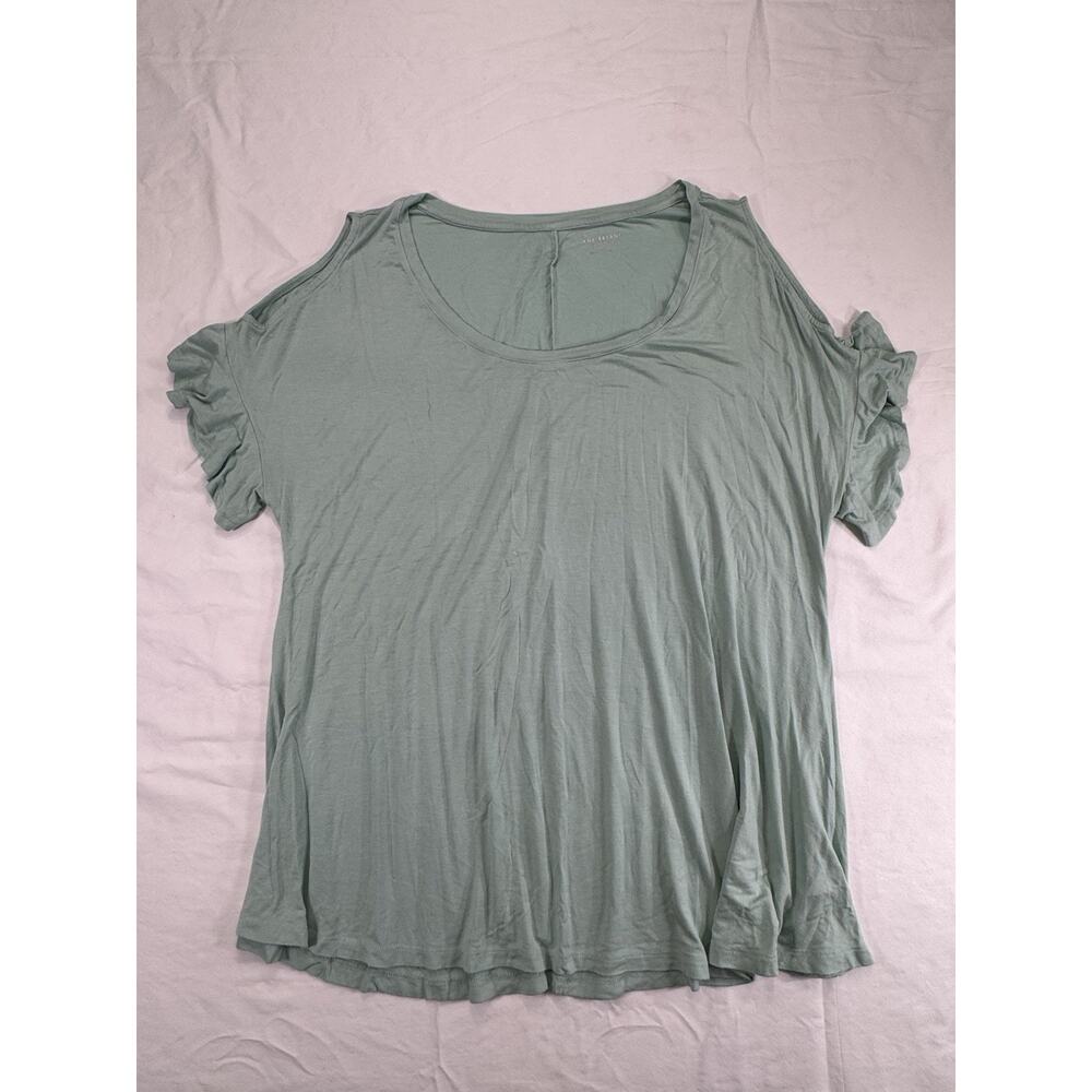 Lane‎ Bryant Cold Shoulder Blue Stretch Scoop Neck Blouse Women’s Size 14/16